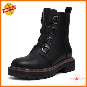 Women's Chunky Heel Lace-Up Combat Boots Platform Lug Sole Ankle Booties